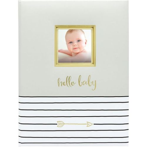 Pearhead Hello Baby First 5 Years Memory Book, Gender-Neutral Baby Keepsake for New and Expectant Parents, Pregnancy And Milestone Journal, Gray