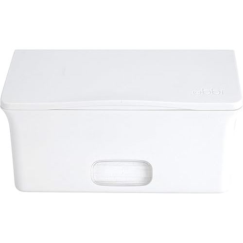 Ubbi Baby Wipes Dispenser | Baby Wipes Case | Baby Wipes Holder with Weighted Plate, Keeps Wipes Fresh and Non-Slip Rubber Feet, White