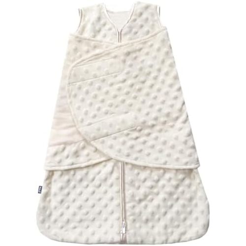 HALO Sleepsack Swaddle, 3-Way Adjustable Swaddle Blanket, TOG 3.0, Velboa, Cream Plush Dots, Small, 3-6 Months
