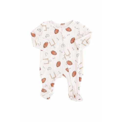 Tiny Touchdowns One-Piece Footie in Neutral | Caden Lane