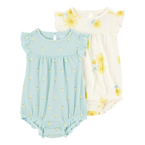 Baby Girl Carter's 2-Pack Floral and Lemon Rompers 18 Months