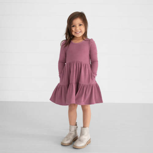 Dusty Plum Waffle Tiered Dress