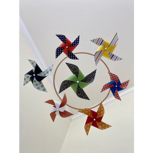 Baby Crib Mobile / Pinwheel Mobile / Boy or Girl / Nursery Decor / Red, Orange, Yellow, Green, Black and White : Crazy for You