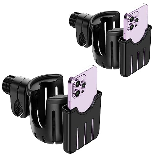 Guiseapue 2 Packs Stroller Cup Holder, Universal Cup Holder for Stroller, Bike, Wheelchair, Walker, Scooter, Stroller Accessories for Uppababy, Nuna, Bugaboo, Doona, Gifts for Women, Mom, Men