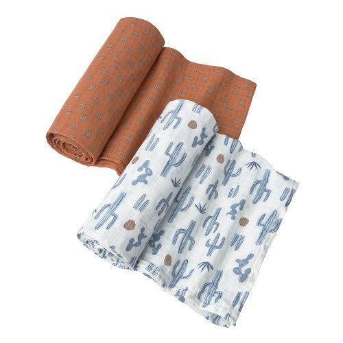 Modern Moments by Gerber Gender Neutral Ultra Soft Swaddle Blankets, 2-Pack, Cactus and Clay