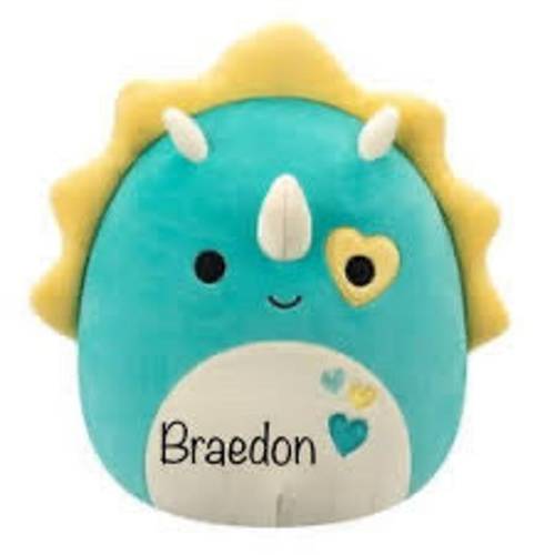 Personalized Braedon The Triceratops Dinosuar Squishmallow | Stuffed Animal | custom Squishmallows | Personalized Plush | Gift