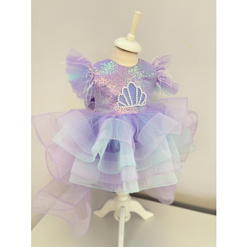 Mermaid Concept Costume, Lilac Sequin Baby girl Dress, first Birthday Party Dress , toddler pageant costume
