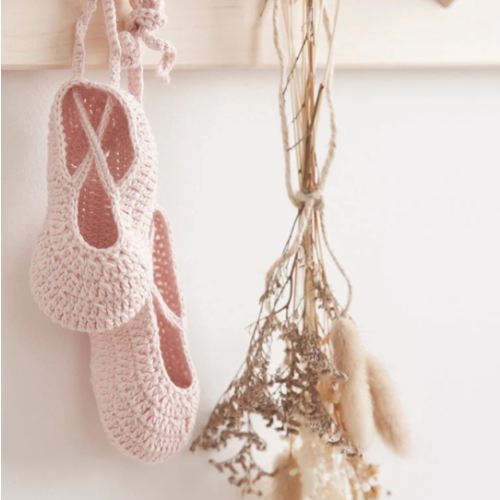 Pink Ballerina Hand Crocheted Baby Booties