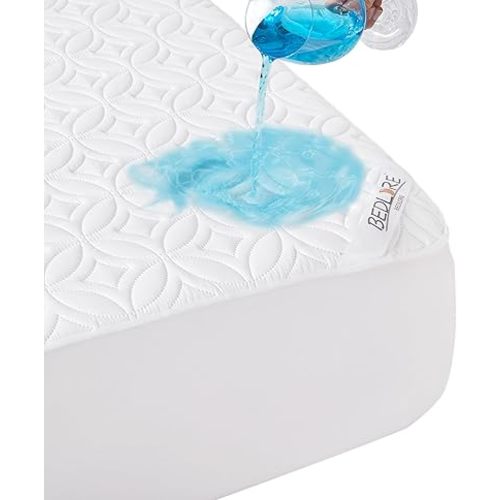 BEDLORE Waterproof Mattress Protector, Queen Size Noiseless Mattress Pad with Deep Pocket 6"-18" Depth, Soft Breathable Bed Mattress Cover Washable for Home, Bedroom, Hotel (White)