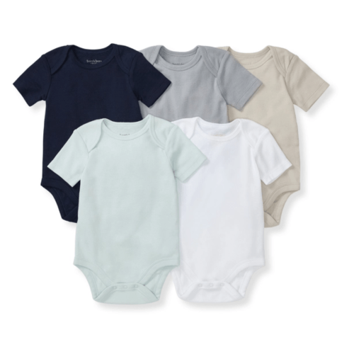 Solid Organic Cotton Long Sleeve Baby Bodysuits 5 Pack Midnight