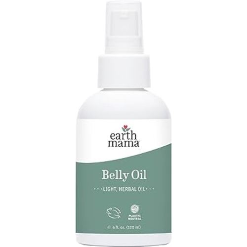 Earth Mama Belly Oil for Dry Skin | Calendula Skin Care Moisturizer Oil to Encourage Natural Elasticity and Help Prevent Stretch Marks During Pregnancy and Postpartum, 4-Fluid Ounce
