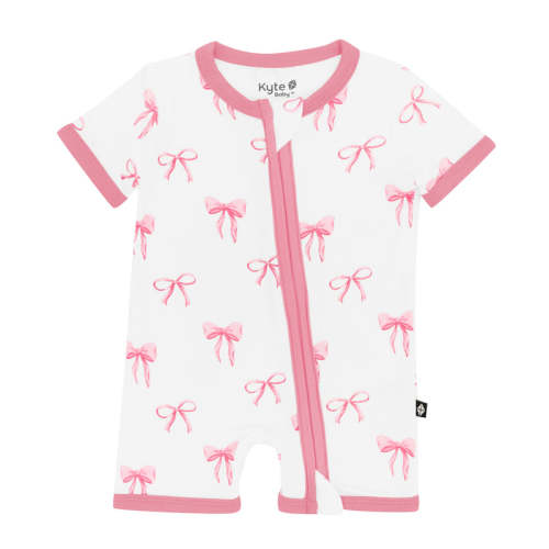 KYTE Baby ™ | Zippered Shortall Romper In Style Bow