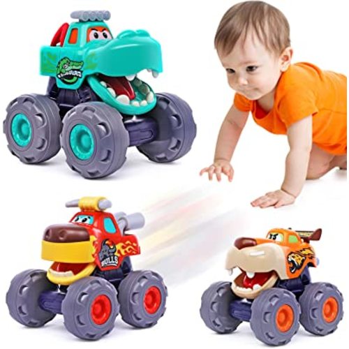 Car Toys for 1 Year Old Boy Gifts, Pull Back Monster Truck Toy Cars for Toddlers 1-3, 1 2 3 One Year Old Boy Birthday Gift 1st Vehicles Kids Stocking Stuffers Toddler Baby Boys Toys 12-18 Months