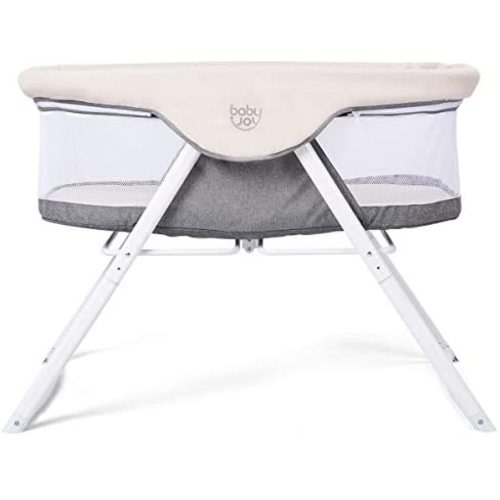 BABY JOY Rocking Bassinet, 2 in 1 Lightweight Travel Cradle w/Detachable & Washable Mattress, Zippered Breathable Mesh Side, Oxford Carry Bag Included, Portable Crib for Newborn Baby (Beige + Gray)