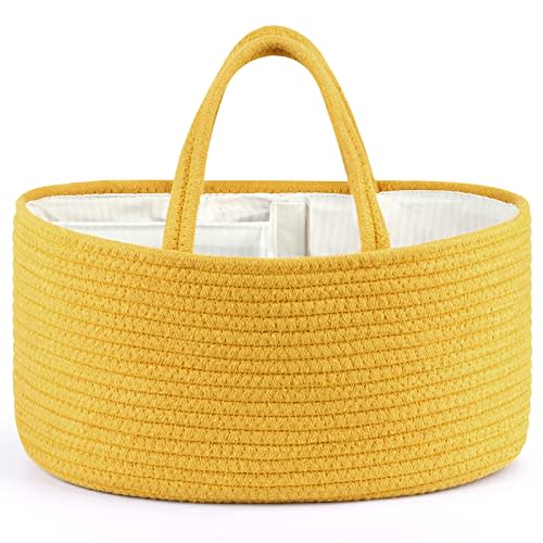 Maliton Diaper Caddy Organizer for Baby Boy Girl, Portable Diaper Organizer for Changing Table and Car, Baby Gift Basket for Storage Baby Stuff, Nursery Storage Bin Basket for Baby Shower - Turmeric