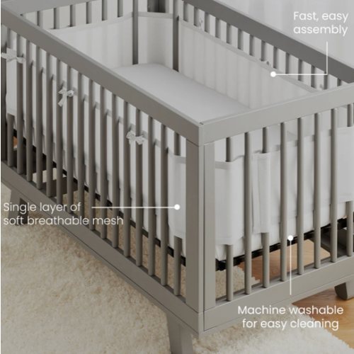 HALO Breathable Mesh Crib Liner for Full Sized Crib in White