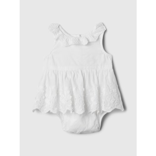 Baby Eyelet One-Piece in white, size: 3-6 M