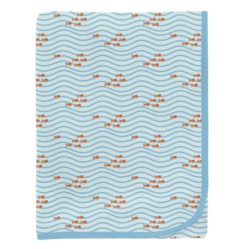 Print Swaddling Blanket in Fresh Air Little Fishy