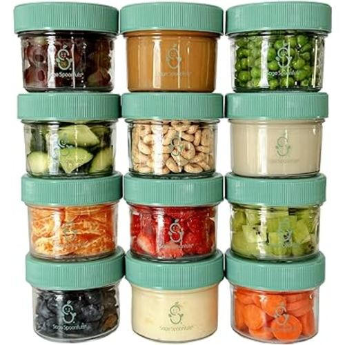 Amazon.com : Sage Spoonfuls -12 Pack, 4 oz Baby Food Jars, Glass Baby Food Containers with Lids - Freezer Storage, Leakproof, Reusable Small Glass Baby Food Containers, Microwave & Dishwasher Friendly : Baby