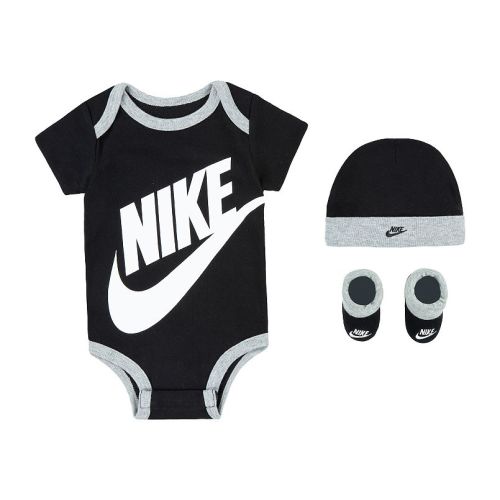 Newborn Baby Nike Futura 3-Piece Bodysuit Beanie Booties Boxed Set