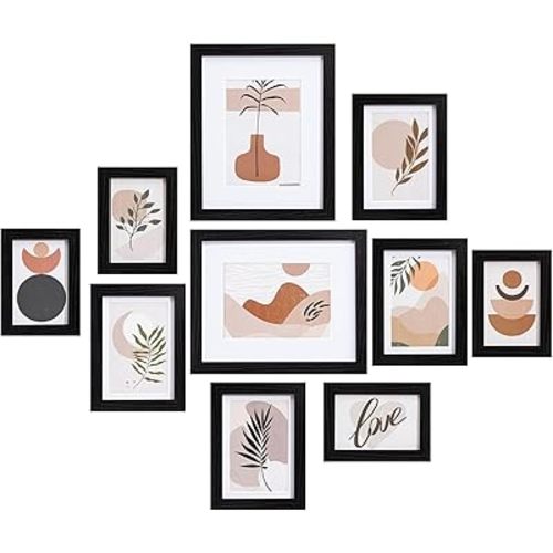 eletecpro 10 Pack Picture Frames, Including 4Pcs 4x6, 4Pcs 5x7, 2Pcs 8x10 Picture Frames Collage Wall Decor or Tabletop Display, Multiple Sizes Gallery Wall Frame Set, Black