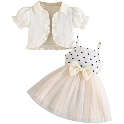Baby Girl Summer Outfits Tulle Dress Sleeveless And Puff Sleeve Denim Jacket Baby Girl Clothes Set
