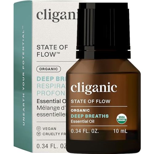 Cliganic Organic Essential Oils Blend - Deep Breaths - State of Flow (Packaging May Vary)