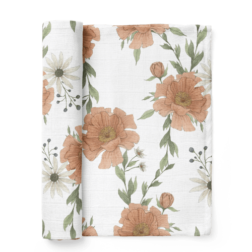 Swaddle Peony Blooms White – Mini Wander