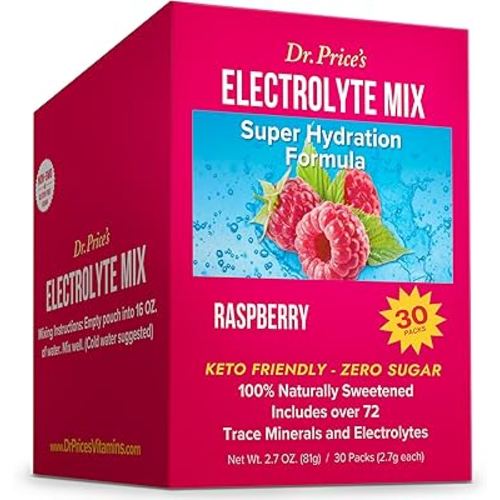 Electrolytes Powder Packets - Electrolytes No Sugar - Hydration Packets - Electrolyte Mix - Keto Electrolytes - (30 Packets) Fasting Electrolytes - Water Enhancer, No Tablets, Sports Drink - Raspberry