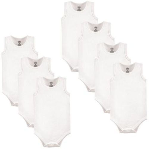 Luvable Friends Cotton Sleeveless Bodysuits 7pk, White, 18-24 Months
