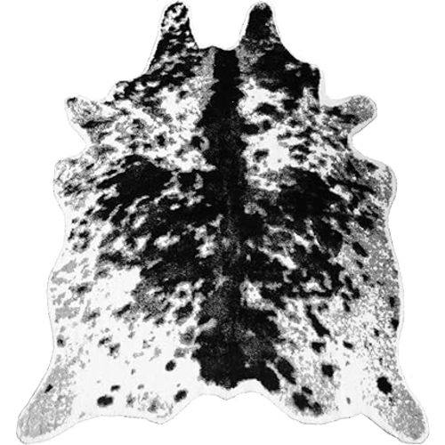 MustMat Faux Cowhide Rug Cow Print Rug Western Cowhide Area Rugs for Living Room (Black and White, 5.2ft x 6.6ft)
