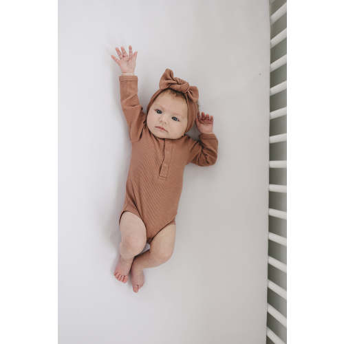 Dusty Rose Organic Snap Long Sleeve Ribbed Bodysuit