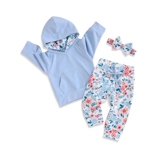 oklady Baby Girl Clothes,Hoodie Tops Floral Pant with Cute Headband Baby Girl Fall Outfits