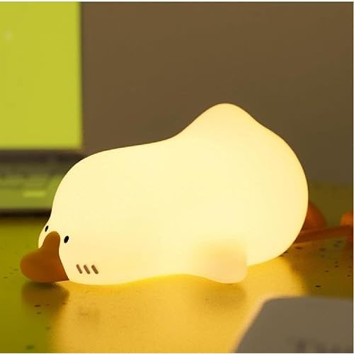 Big Goose Night Light，Squishy Silicone Kids Lamp, Dimmable 3-Gear Warm Light with Tap Control, BPA-Free Baby Cut LED Nightlight for Nursery Bedrooms Camping & Party Decor