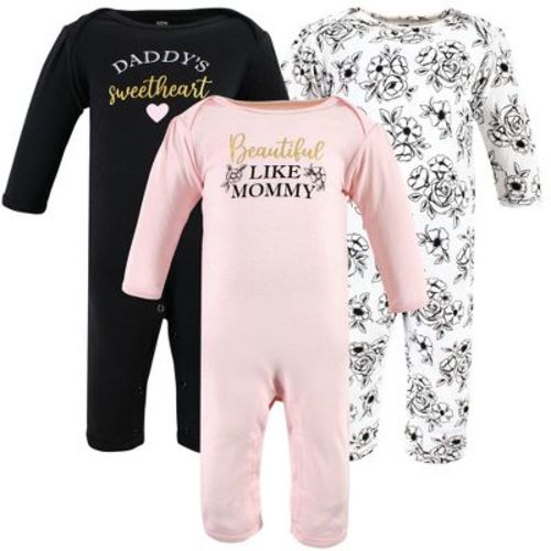 Hudson Baby Infant Girls Cotton Coveralls, Mom Dad Toile
