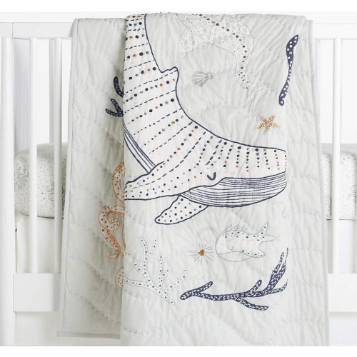 Aquatic Life Organic Cotton Baby Crib Quilt