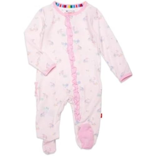 Magnetic Me Girls Modal Magnetic Baby Footie Pajamas | Silky Soft Modal Fabric | Baby Sleepers Available Sizes PRE - 24M