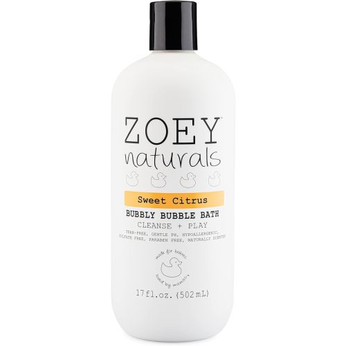 Zoey Naturals - Sweet Citrus Bubble Bath for Kids & Babies - Organic Tear-Free, Non-Toxic Toddler Soap with Moisturizing Aloe & Avocado Oil - Long Lasting Bubbles - Made in USA, 17 oz