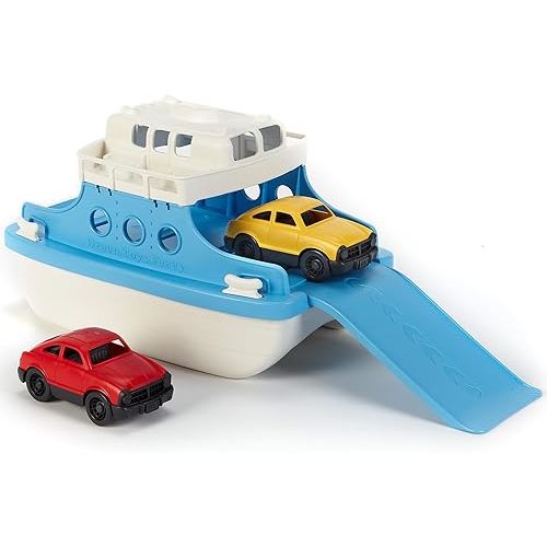 Green Toys Ferry Boat with Mini Cars Bathtub Toy, Blue/White, Standard