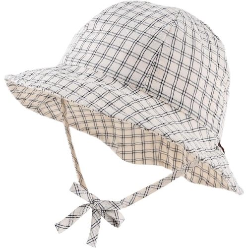 MniJiza Baby Girl Bucket Hat Infant Sun Hats Toddler Beach Hat Plaid Baby Summer Hat Kids Outdoor Sun Protection Hats (6-24M, Plaid)