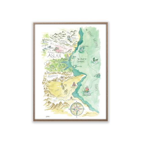 Aslan Chronicles Wardrobe Watercolor Art Map Print