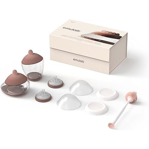 Baby Bottle Starter Kit Includes 2 Bottles 2 Nipples 2 Caps 2 Lids 2 Responsive Flow Valves, Cleaning Brush - Medium - Shape 3-RFV