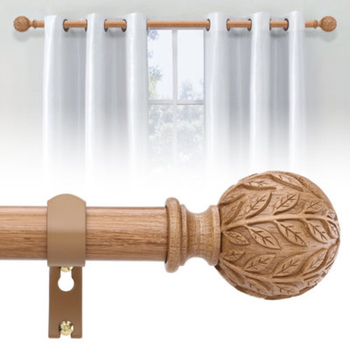 Charlton Home® Wood Grain Leaf Pattern Curtain Rod & Reviews | Wayfair