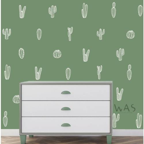 30 pcs Doodle Cactus Wall Stickers for Nursery, Vinyl Black Cactus Wall Decals, Vinyl Cactus Wall Stickers for Bedroom Living Room Classroom