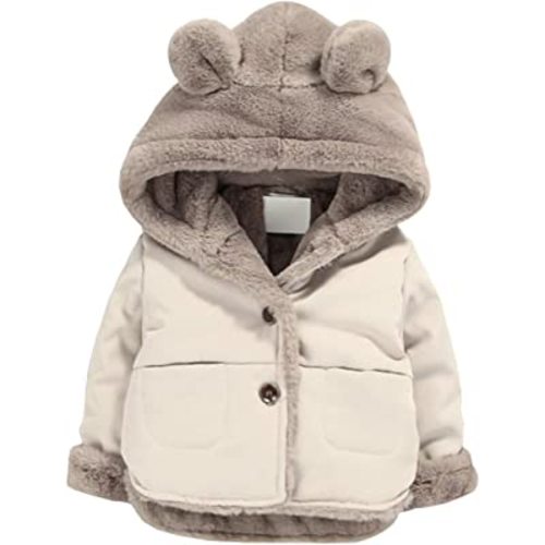 Toddler Fleece Jacket, Warm Cotton Baby Winter Coats, Kids Hooded Outerwear for Boys Girls …