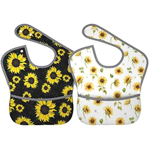 Cute Bibs 2Packs for 6-24 Months Washable Fabric Waterproof