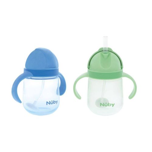 Nuby 8oz Handle Clik-it With Weighted Straw - 2pk