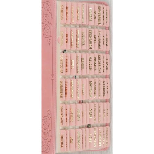 UPAFEXXI-Leather Bible Tabs, Bible Tabs for Women and Men(Gold Foil Lettering) Large Print Stickers, Easy to Read and Apply, 80 Chapters Labels for Easy Navigation (Pink)
