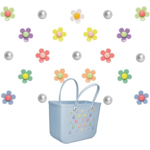 Flower Charms Compatible with Bogg Bag&Simply Southern Totes, Pearl Bag Bits Insert Charm Accessories