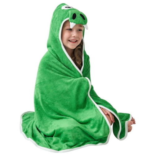 HIPHOP PANDA Hooded Towel - Rayon Made from Bamboo, Bath Towel with Bear Ears for Newborn, Babie, Toddler, Infant - Absorbent Large Baby Towel - Dinosaur, 30 x 30 Inch